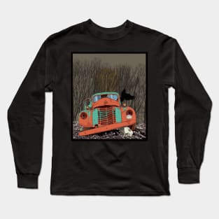 Rusted speedwagon truck, wolf skull and raven Long Sleeve T-Shirt